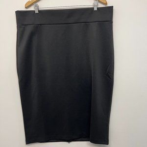 Eloquii Premier Black Career Work Stretch Pencil Skirt Size 20 Midi Zip Slit